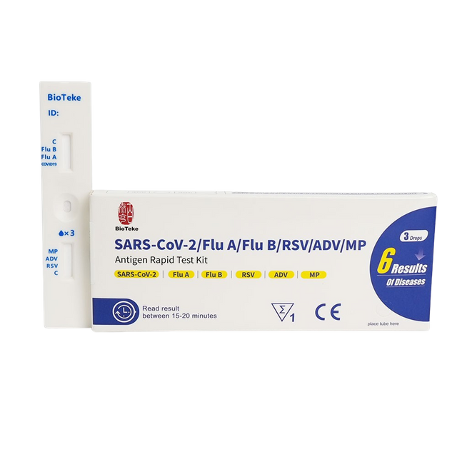 6 В 1 бърз тестов комплект за Covid, Flu A и B, RSV, аденовирус, Mycoplasma pneumoniae 