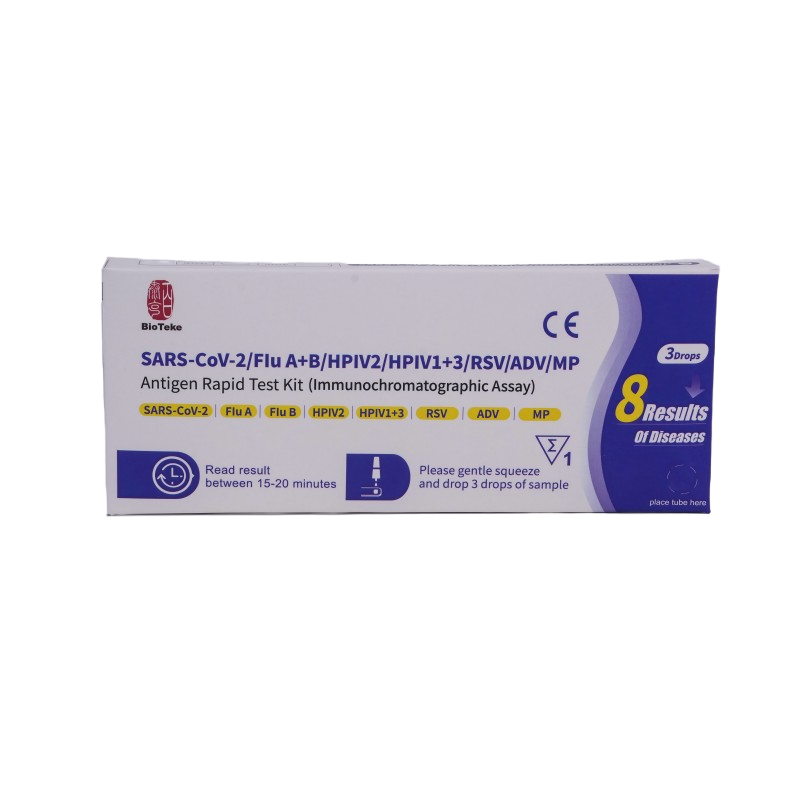 8 в 1 SARS-COV-2/FLU A+B/HPIV2/HPIV1+3/RSV/ADV/MP Антиген Бърз тестов комплект